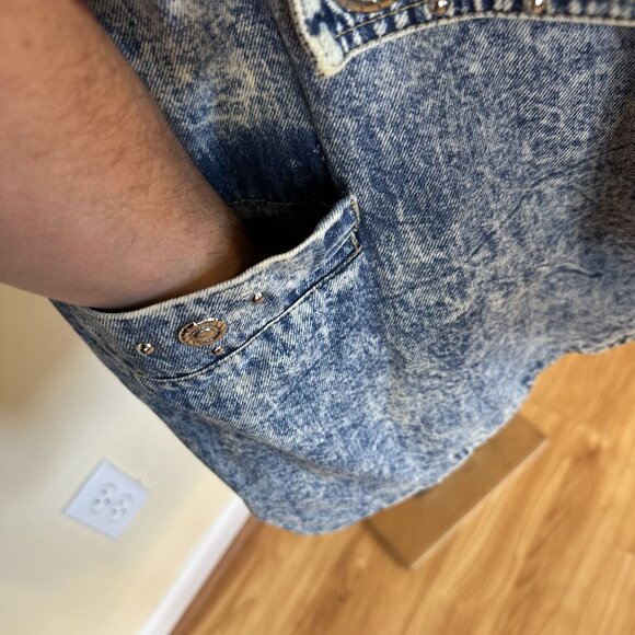 Vtg Womens Denim Jacket Acid Wash Oversized Large Pockets Western Cotton USA - Picture 8 of 8